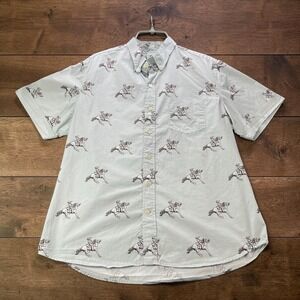 Vintage Kennington Ltd Mens XL Short Sleeve Cowboy Horse Print Button Shirt Blue